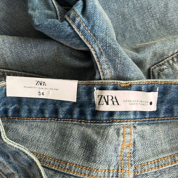 Zara The Raw Hem Mid Rise Slim Jeans - Picture 7 of 10